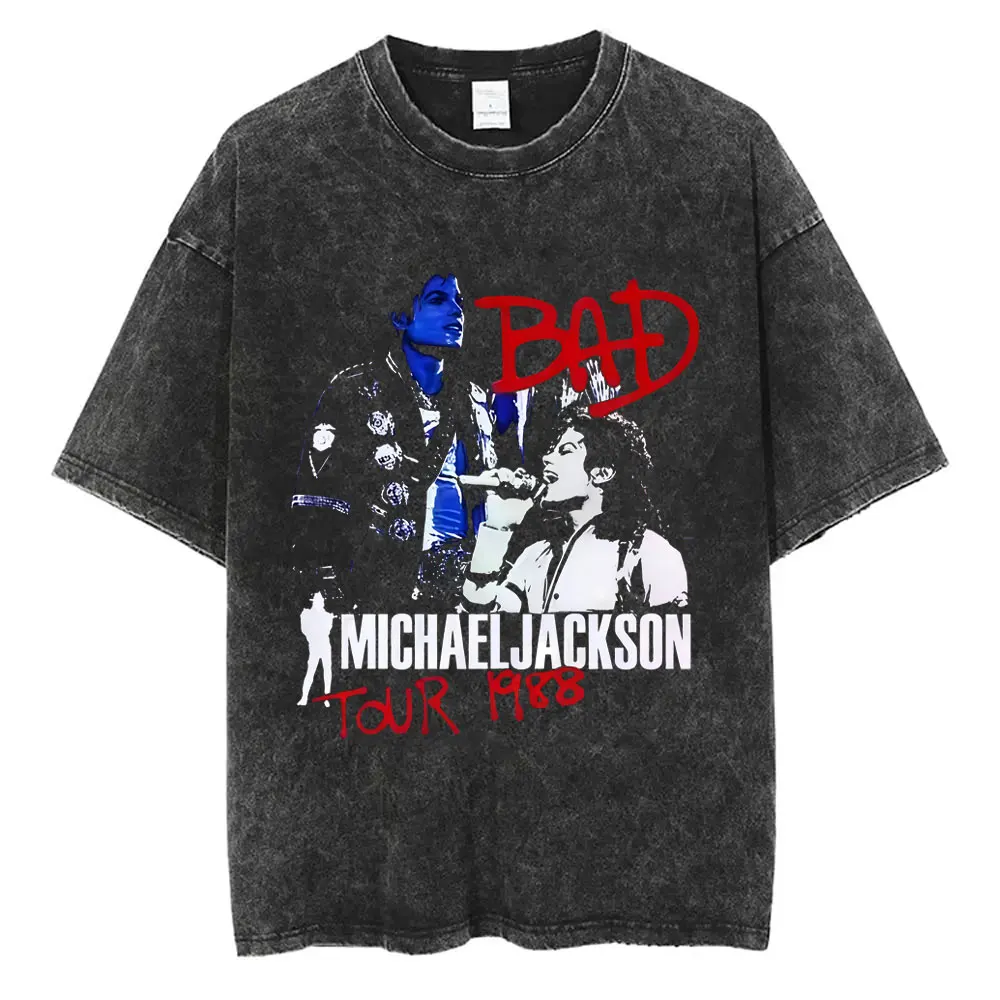 

Washed Vintage Michael Jackson Tour 1988 T-shirt Men Women Retro Gothic Rock T Shirts Male Hip Hop Oversized T-shirts Streetwear