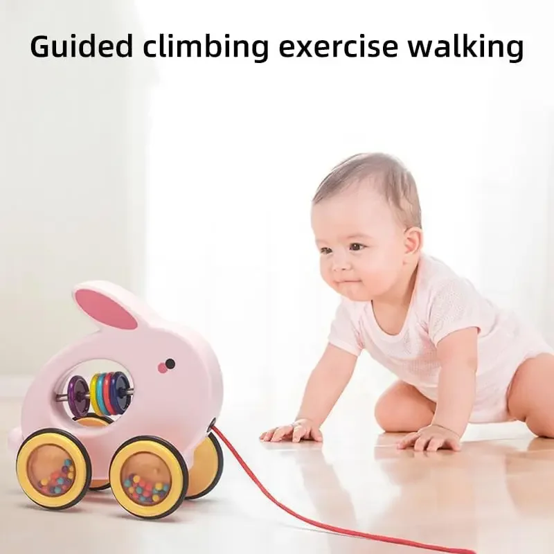 ベビーおもちゃ 木製車 ひも付き幼児用おもちゃ モンテッソーリ 動物 ひもおもちゃ 発達玩具 女の子 男の子 ギフト ウサギ カメ 恐竜