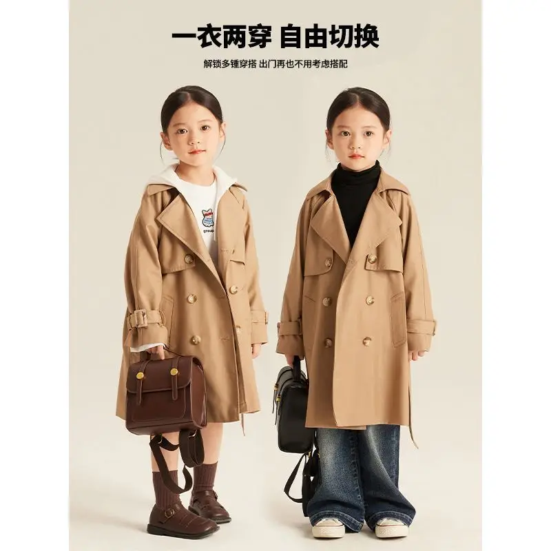 

Girls Trench Coat 2025 New Children's Spring Simple Coat Top