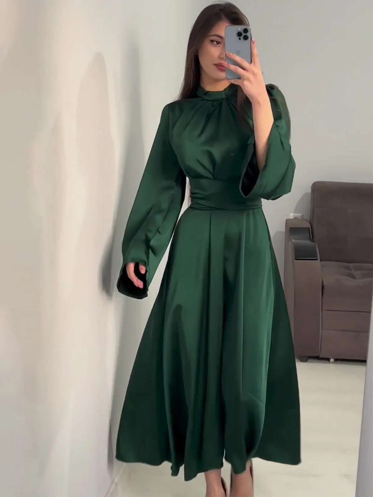 Eid muzułmańska sukienka damska Abaya maroko satynowe sukienki Ramadan sznurowane Abayas Kaftan Islam Dubai Arab długa suknia 2024