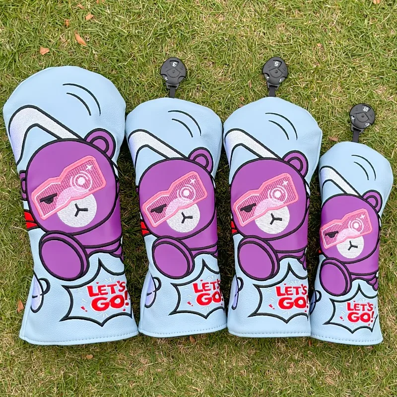 The Golf Club Head Cover Designed by Pink Bear Is Made of PU Material, Durable and Stylish, a Must-Have Accessory for Golfers