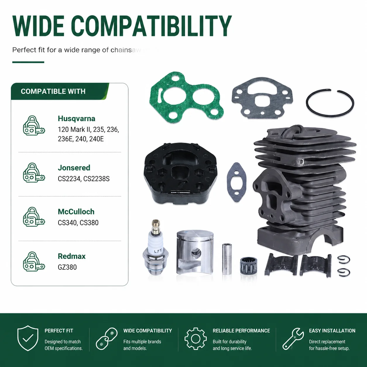 39mm Cylinder Piston Kit For H - Husqvarna Chainsaw 120 Mark Ii review and price