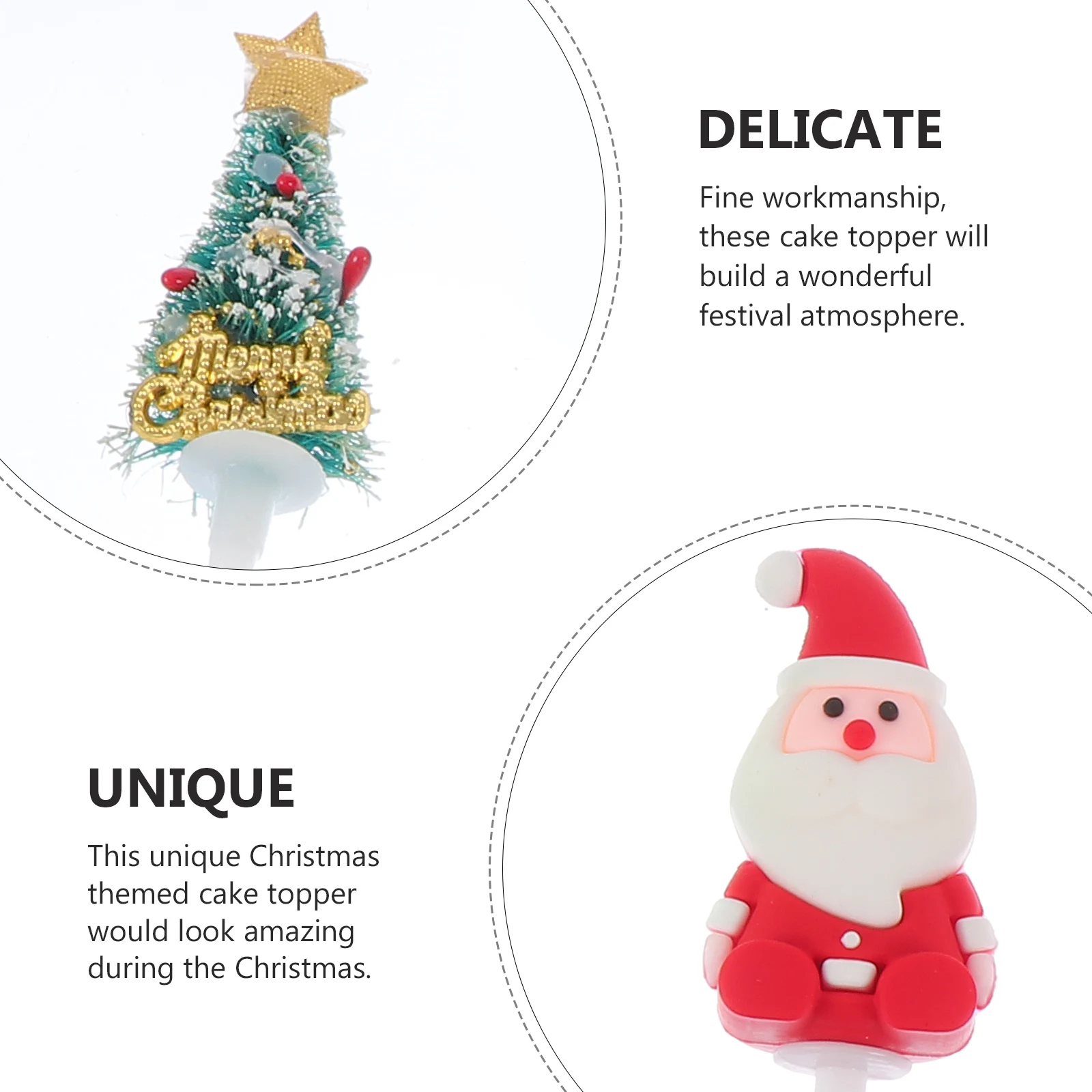 

8Pcs Christmas Cake Topper High Class Plastic Material Safe Use Holiday Party Baking Accessory Xmas Dessert Decor