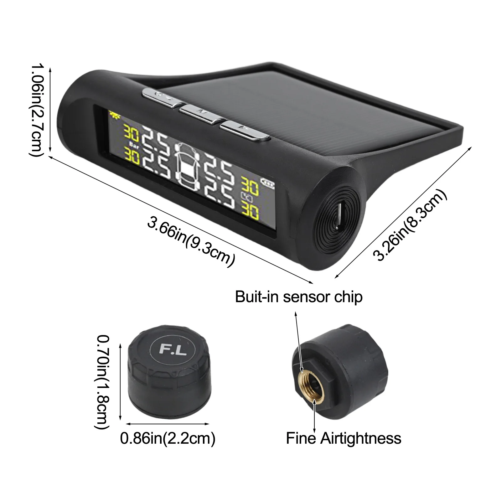 

External Tire Sensors Tire Pressure System Real-time Pressure Readings Temperature Range -20 To 70 Dual Power TPMS