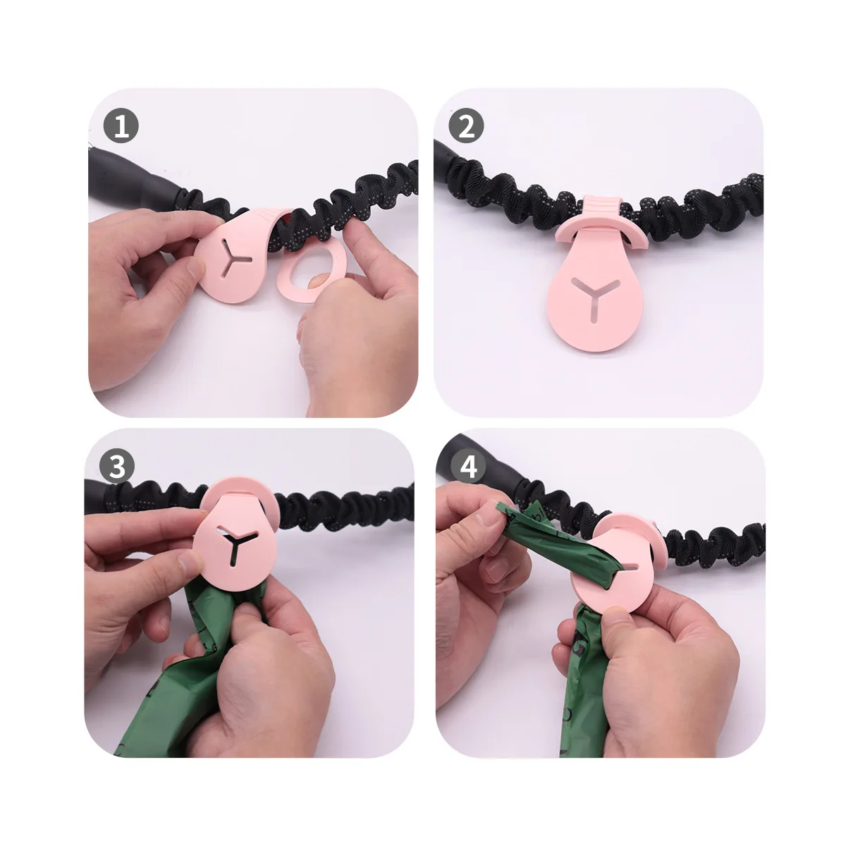 6PCS Dopamine Color Pet Waste Bag Clip Holder Silicone Dog Poop Bag Dispenser Portable Multi-Use Bag Bracket for Walking Running