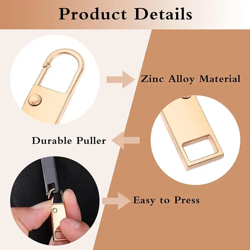 5/10Pcs Zipper Slider Puller Replacement Instant Zipper Tab Repair Zippers Handle Mend Fixer Buckle for Suitcase Sewing Craft