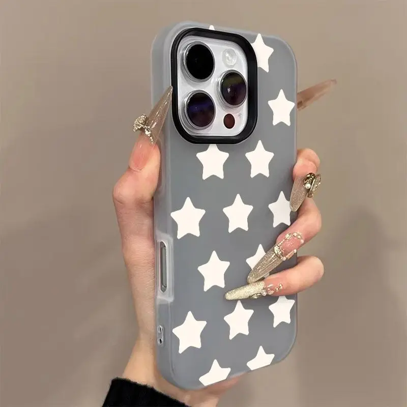 

Creative White Star Phone Case For iPhone 17 16 15 14 13 12 11 Pro Max XS X XR 7 8 Plus 16E 17 Air SE 2020 Shockproof Back Cover