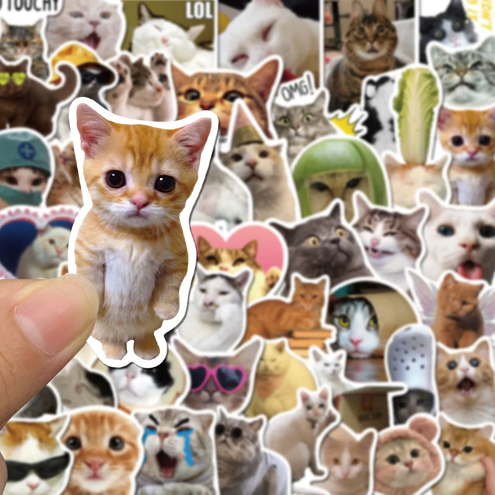 

10/50PCS Cat expression Waterproof Sticker Decals DIY Decorative Luggage Laptop Phone Bike Car Graffiti Scrapbook Kids Stickers