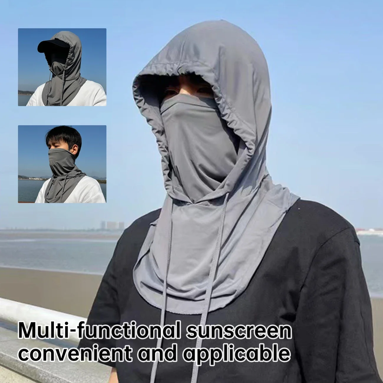 Atmungsaktive Langhals-Sturmhaube für Männer und Frauen Sonnen- und UV-Schutz Gesichtsbedeckung Outdoor-Kapuzenmaske für Sport und Alltag