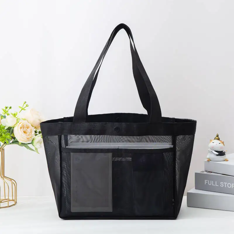 Handbag Large Capacity Nylon Mesh Storage Bag Shopping Bag Outdoor Portable Shoulder Bag Beach Bag