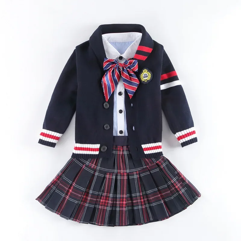 Uniforme Escolar Japonês Infantil, Camisola, Saia, Calças, Fato de Colarinho, Xadrez, Algodão Coreano, Roupa de Jardim de Infância, Roupa Meninos, Meninas