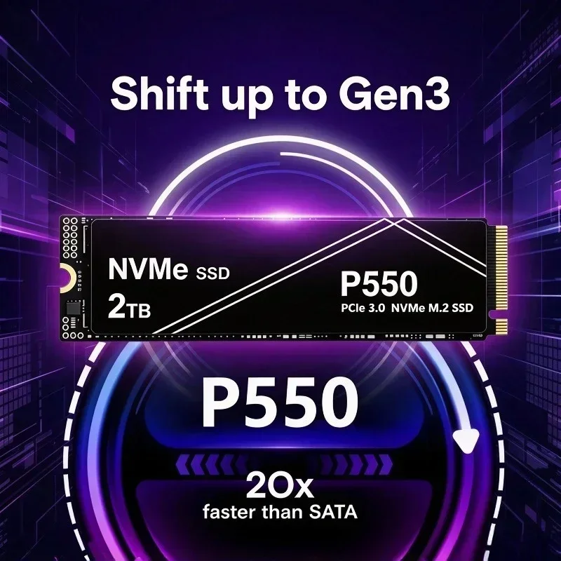 OEM Original P550 NVMe PCIe 3.0 M.2 2280 SSD 2TB 4TB High Speed Upgraded Version, Load Faster Solid State Drive for PC & Laptop