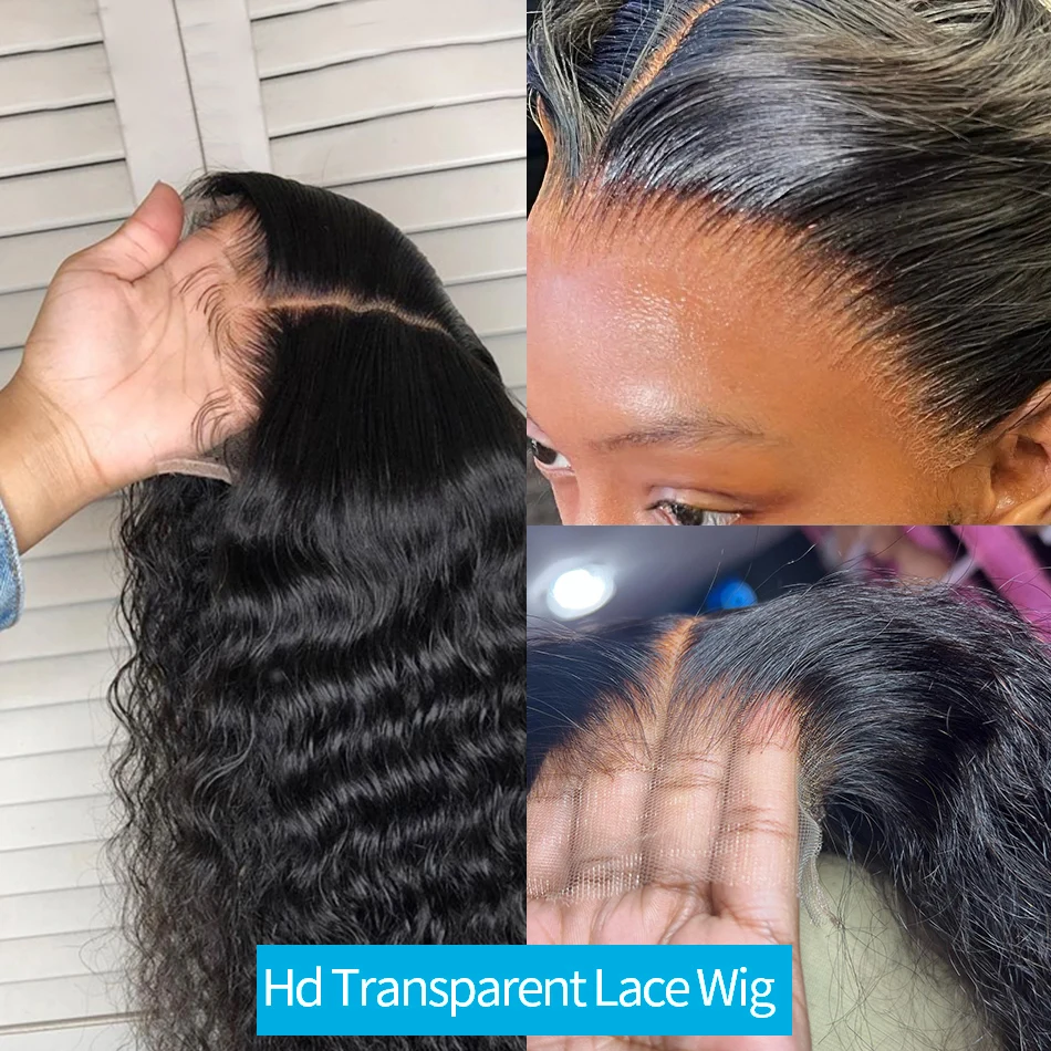 250 densidad 13x6 HD transparente onda profunda encaje Frontal peluca de cabello humano 30 pulgadas 13x4 peluca con malla Frontal prearrancada para mujeres negras