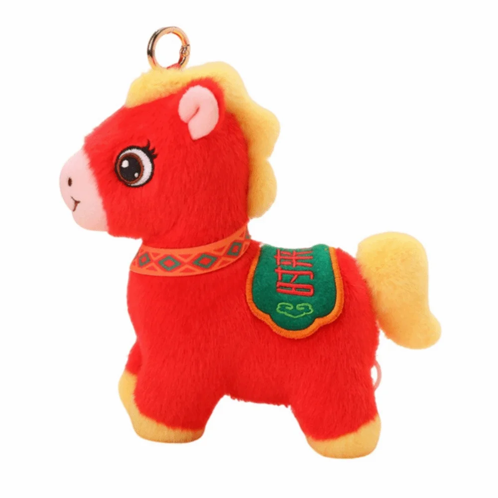 

Chinese Style Lucky Pony Pendant PP Cotton Fluffy Mascot Horse Keychain Comfortable Portable Chinese Horse