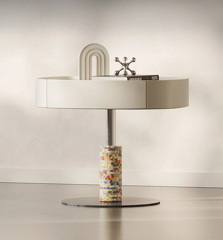 

Creative design bedside table Italian minimalist cream bedroom storage cabinet sofa side table