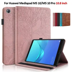 Tablet Cover For Huawei MediaPad M5 10.8 inch CMR-AL09/W09/W19 Emboss Tree Flip Wallet Stand Cover For Huawei M5 10 Pro Case