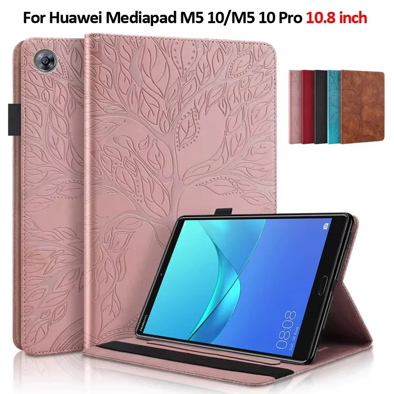 Tablet Cover For Huawei MediaPad M5 10.8 inch CMR-AL09/W09/W19 Emboss Tree Flip Wallet Stand Cover For Huawei M5 10 Pro Case