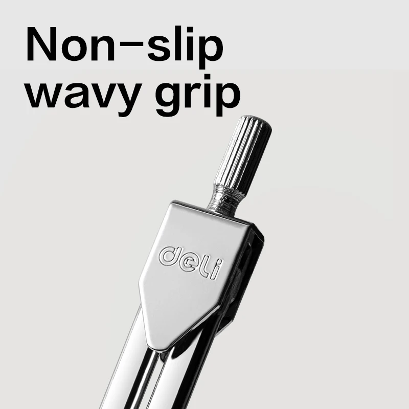 Deli conjunto de bússola de metal, exame de desenho profissional, ferramenta geométrica, material de papelaria para estudantes