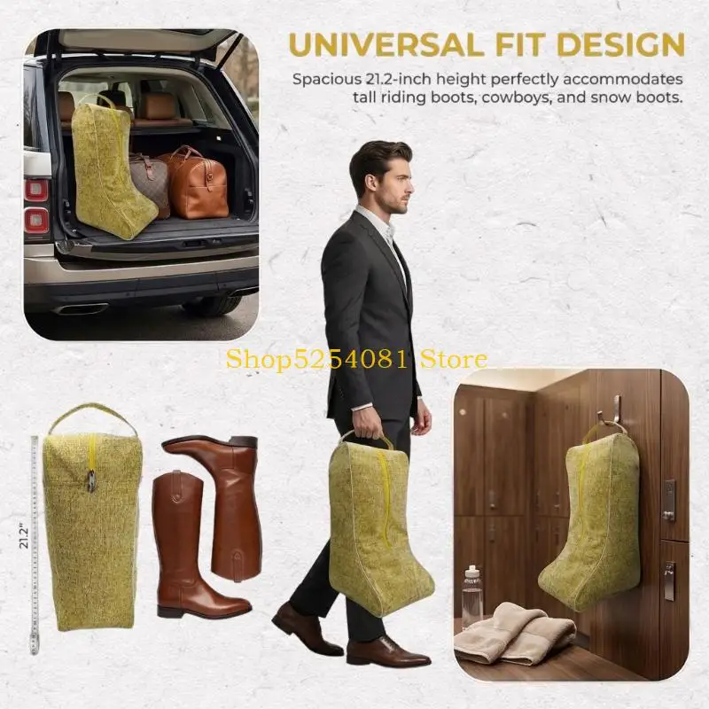 AXYC Yellow Tall Boot Storage Case for Riding Use, Polyester Boot Carry Bag with Broad Access for Closet Organization, Travel,
