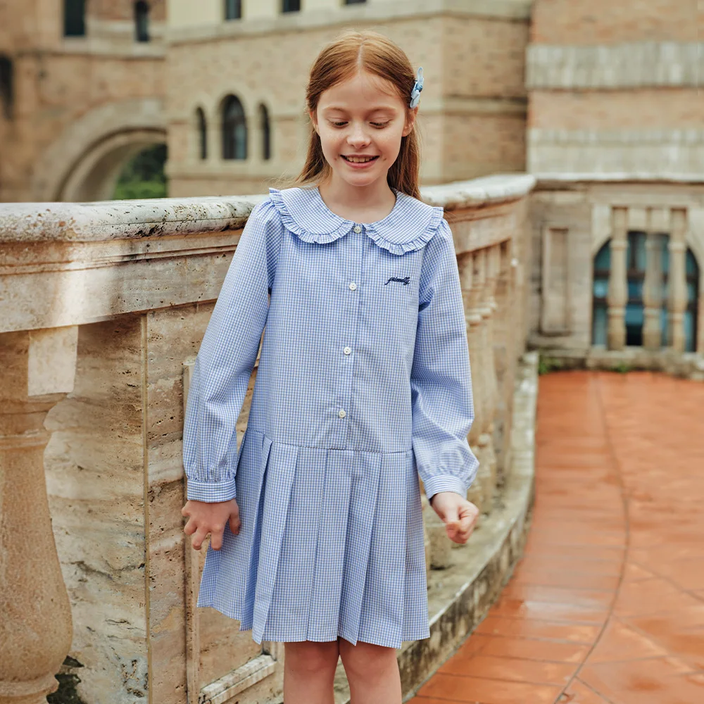 Dave Bella Girls Autumn Plaid Princess Dresses Children Long Sleeve Party Pleated Dress Sweet Outdoor Clothes DK3262537