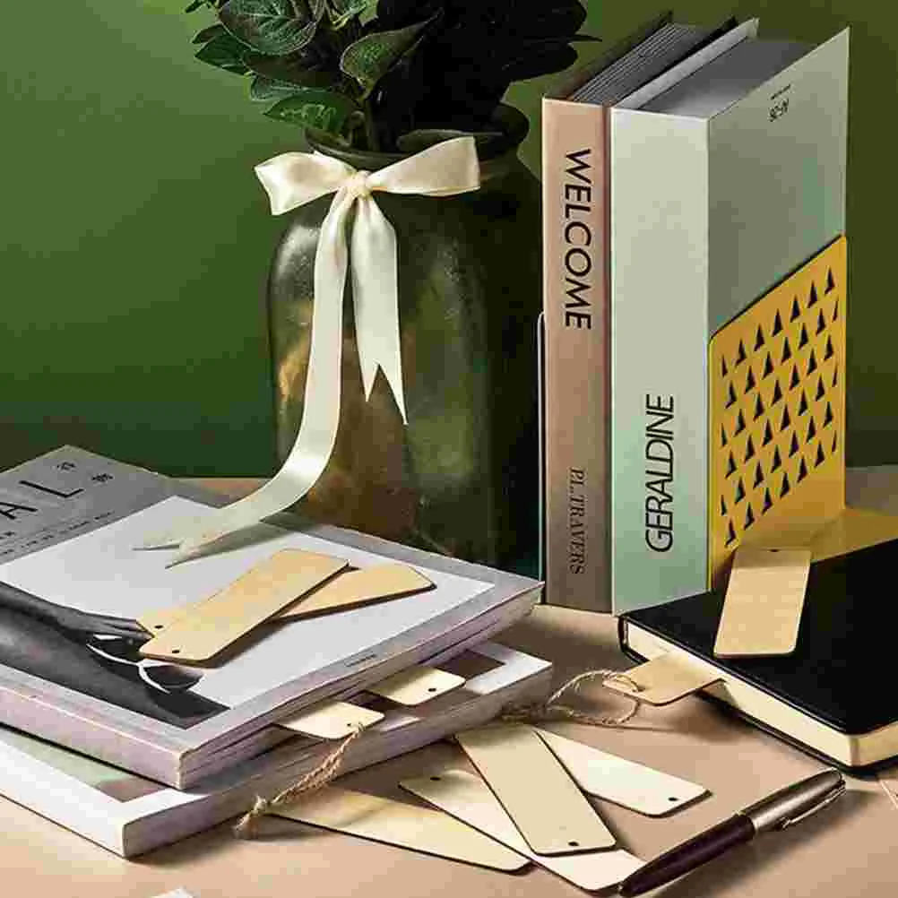 20 Pcs Wooden Blank Bookmark Dried Flowers Bookmarks Token Tassels DIY Ornaments Tag