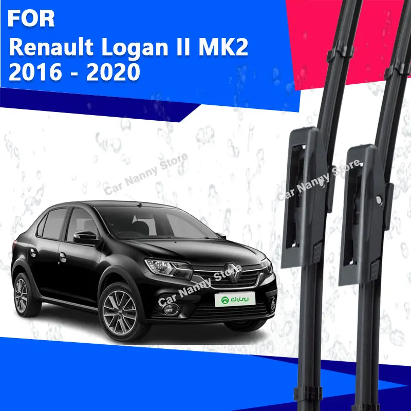 

Front Windshield Windscreen Blades for Renault Logan II MK2 2016 - 2020 Car Wipers Rubber Strip Wiper 2017 2018 2019