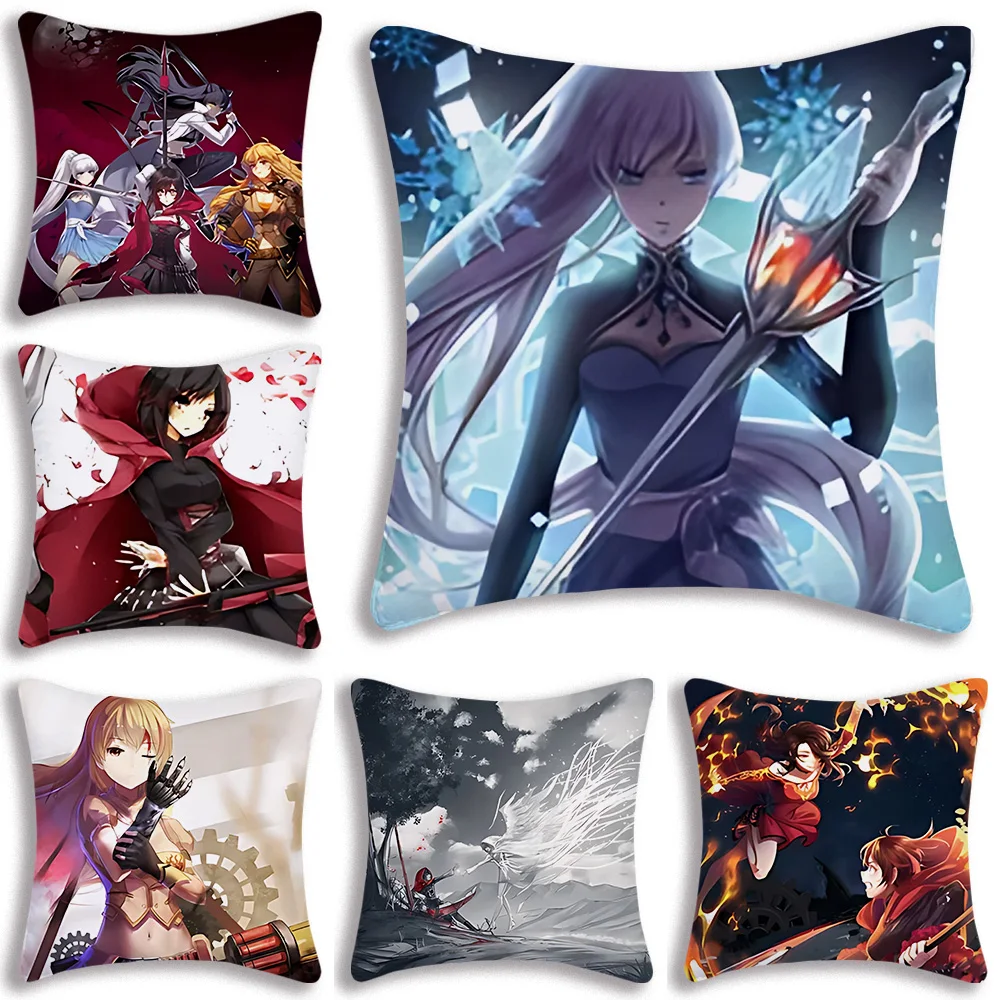 Anime Cute R-RWBY Pillow Covers Cartoon Sofa Decorative Home Double-sided Printing Short Plush Cute Cushion Cover