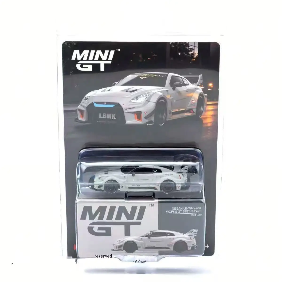 MINIGT1:64 Nissan NISSAN LB-Silhouette WORKS GT 35GT-RR Ver.1 Matte Grey Alloy Car Model