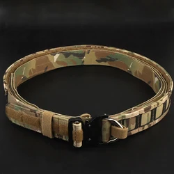 Heavy Duty Tactical Caça Molle Belt, Cintura Combate Militar, liberação rápida, interior e exterior, Cintos Batalha