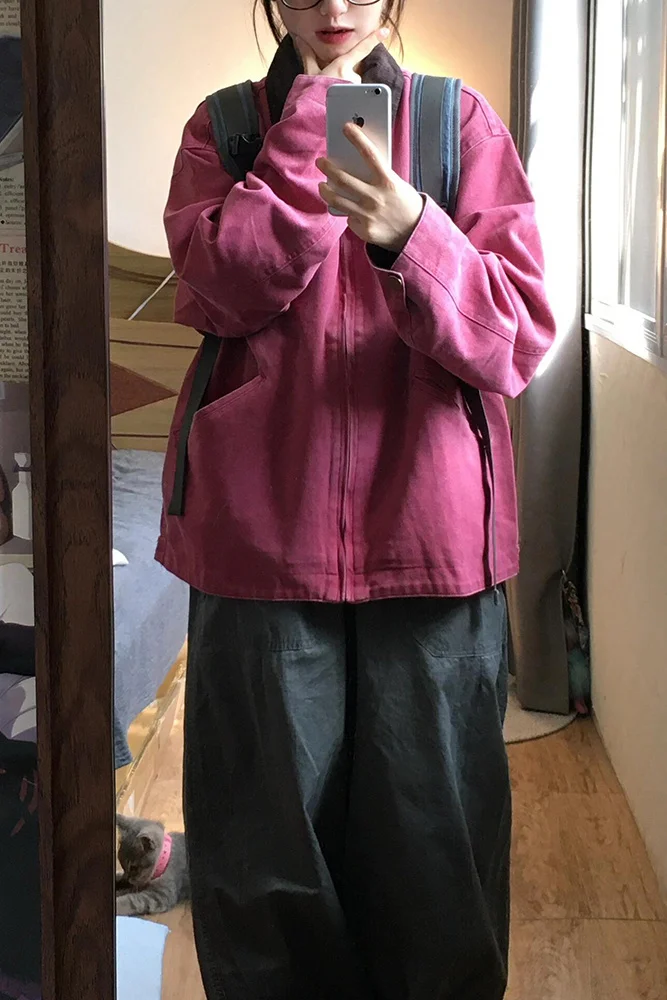 

Короткие куртки, винтажные кожаные женские куртки для рыбалки на открытом воздухе, текстурированные, высококачественные, на пуговицах, на талии, с отложным передом, для работы, для женщин