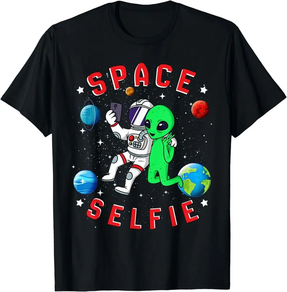 Space Selfie Alien Cellphone Galaxy Universe Planets Stars T-ShirtAnime Pattern Clothing Y2K SummerUnisex T-shirts for Men Women