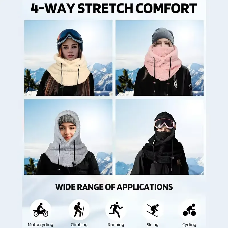 Passamontagna invernale Maschera da sci Caldo antivento Addensato in pile polare Scaldacollo Maschera termica regolabile anti-freddo per ciclismo Maschera a copertura totale