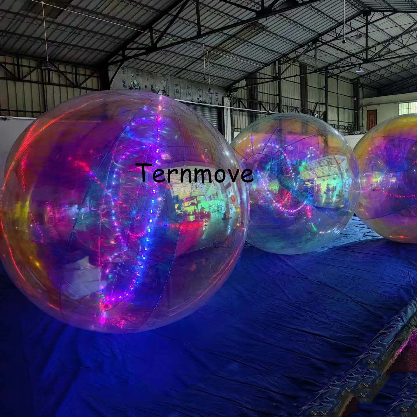 led holographic rainbow inflatable mirror ball with light Reflection Stage Festival Hangup pvc balloon hanging decoration