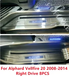 For Toyota Alphard Vellfire 20 ANH20 accessories 2008-2014 led light foot side door sill illuminated step scuff plate thresholds