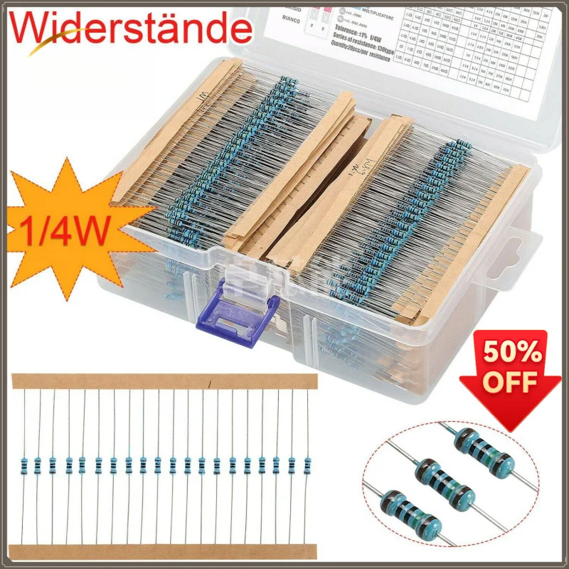 1% Precision Metal Film Resistor 1/4W 0.25W 130 Common Resistance Specifications 2600PCS Electronic Component Assortment Kit