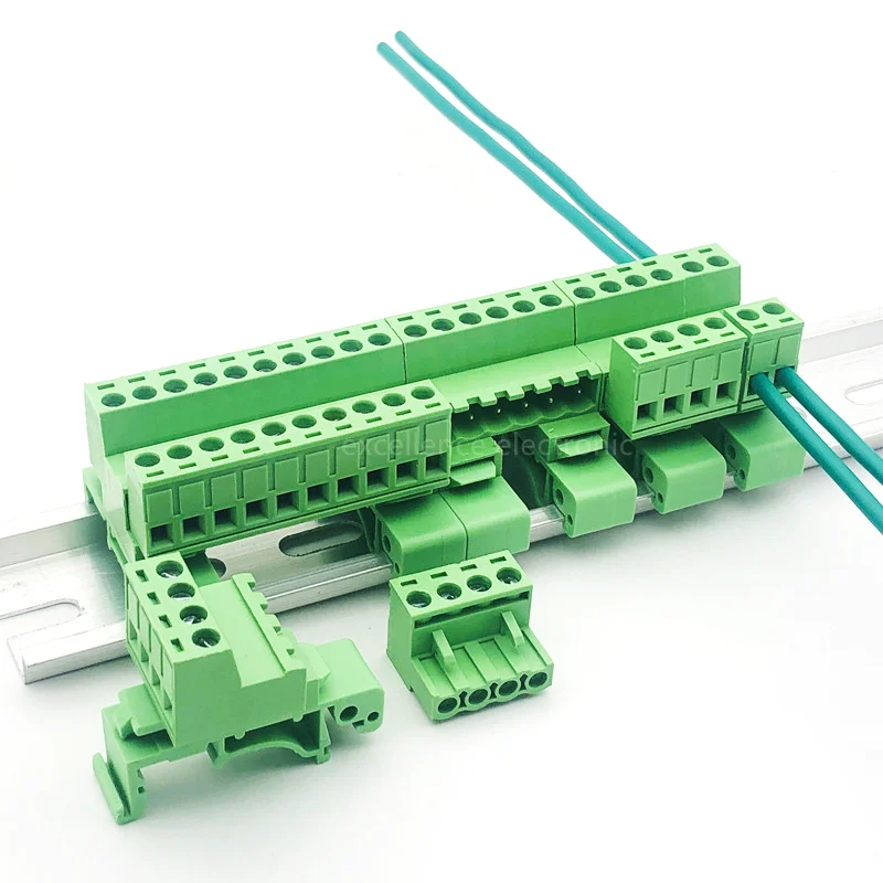 1 مجموعة 5.08 مللي متر السكك الحديدية نوع لحام سلك موصل طرفي صف بعقب مشترك تصاعد 35 مللي متر السكك الحديدية محطة كتلة بعقب 2P-12P #2