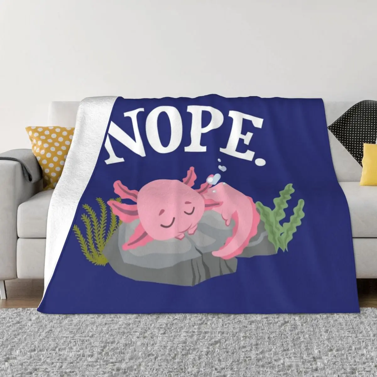 

NOPE Axolotl Fleece Throw Blankets Cute Salamander Blankets for Bed Couch Lightweight Bedroom Quilt