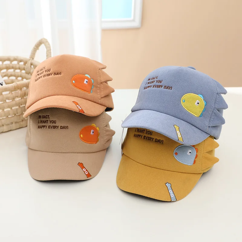 

Cute Dinosaur Duck Tongue Cap For Baby Short Brim Baseball Hat Cartoon Toddler Peaked Caps 1-3year Boy Girl Kids Sunshade Visors