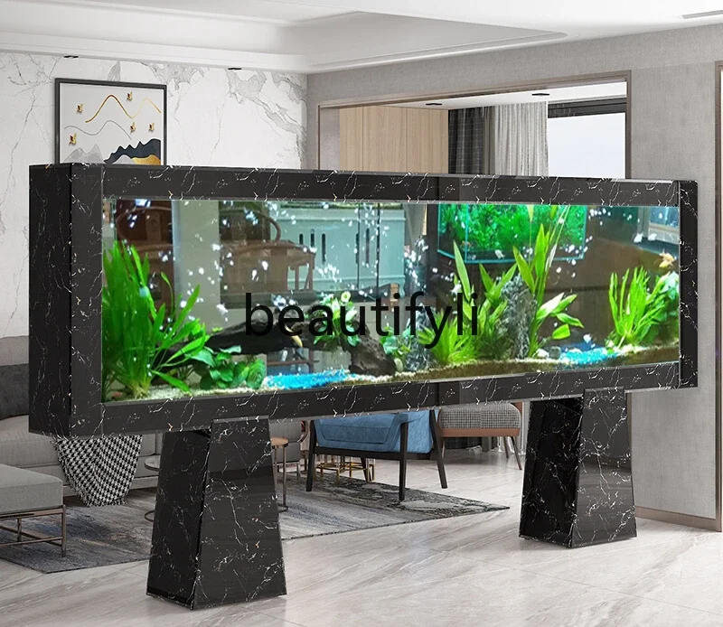 Large ecological high-end ultra-white arowana tank floor 2 meters 3 meters aquarium customization