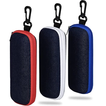 EVA Denim Portable Zipper Glasses Boxes Hook Linker Anti Loss Protective Sunglasses Case Travel Glasses Packaging Eyewear Box