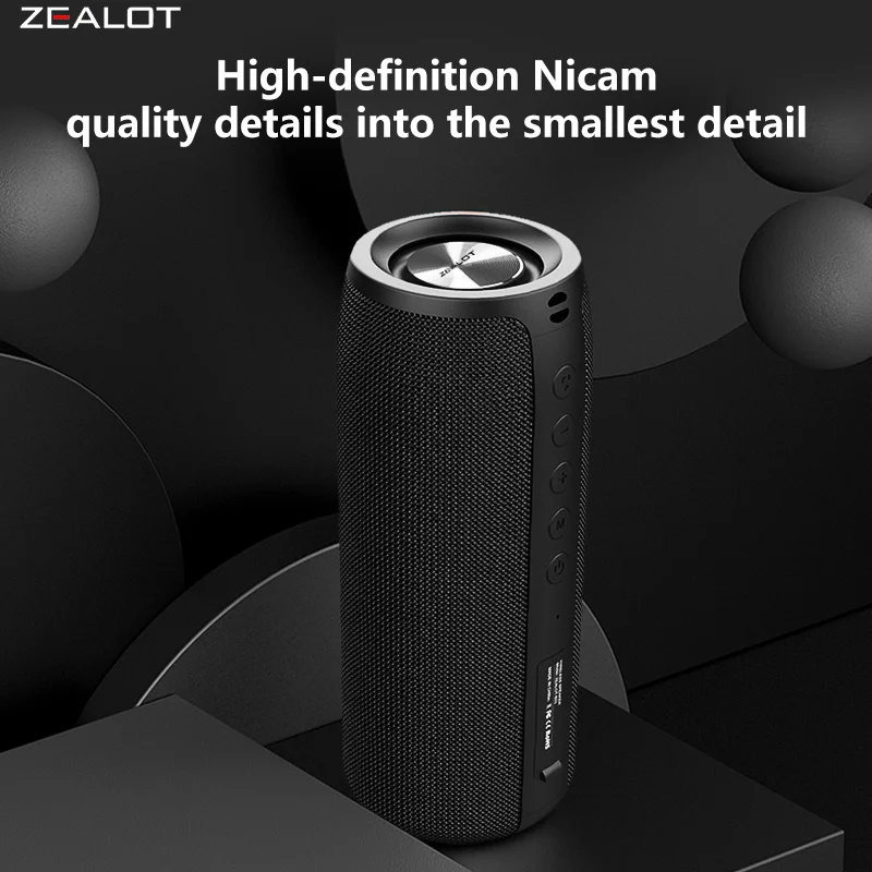 ZEALOT S51 10W Wireless Speakers, 1800mAh Battery, 10 Hours Playtime Loud Stereo, Booming Bass.