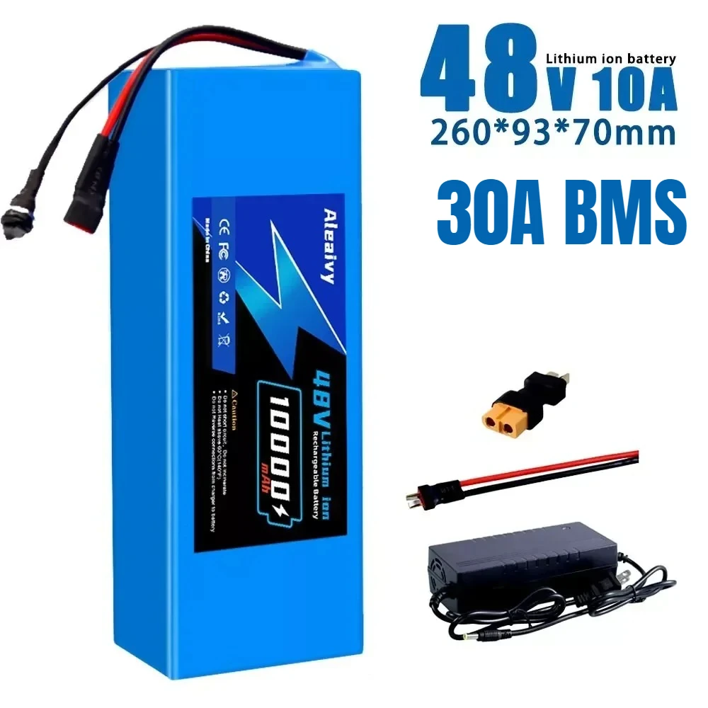 

Aleaivy 48V 10Ah Ebike Battery 30A BMS 350W 500W 750W 1000W Motor 18650 Cell Lithium Pack For E Bike Bicycle Electric Scooter