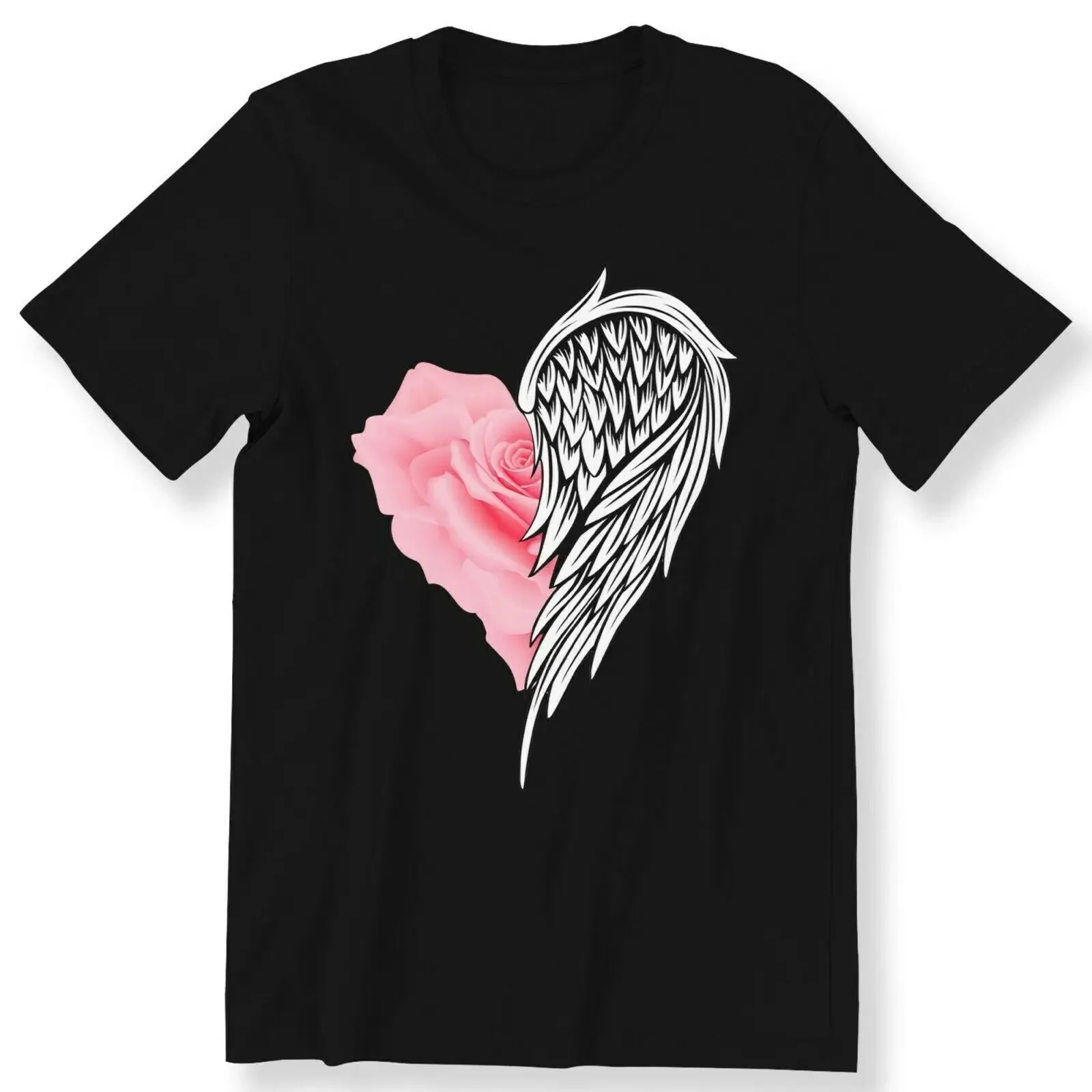 Men's Tee T-shirt - Rose Wings Heart Angel Wings Graphic Gift for Loved Ones