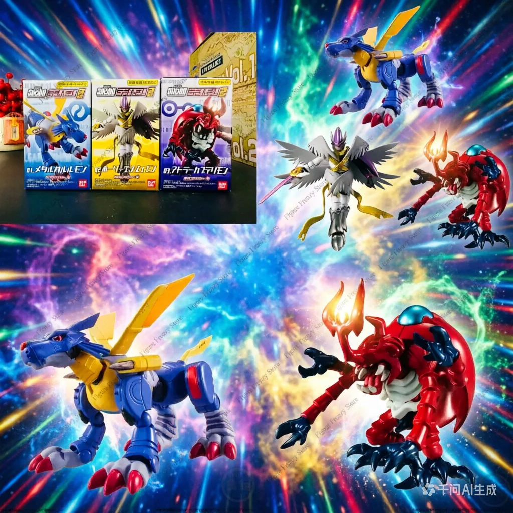 

Коллекционные фигурки Bandai Shodo Digimon Wave 2: MetalGarurumon, HolyAngemon, HerakleKabuterimon, аниме-модели