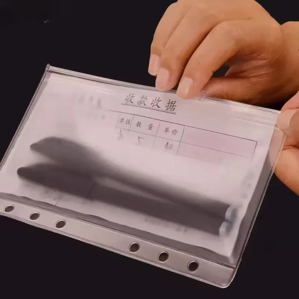 PVC A5 A6 A7 Coloful 5Pcs Binder Pockets Binder Zipper Pouch File Folders for 6 Rings Notebook Binder Waterproof Leaf Filing