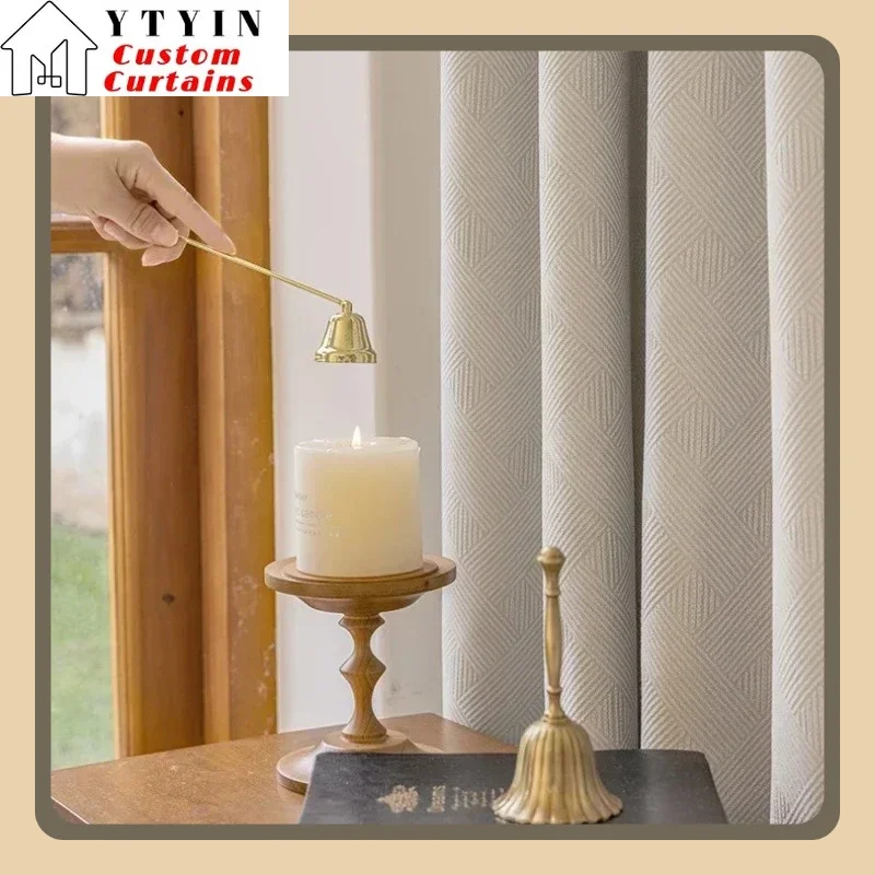 

Elegant Home Garden Custom Size Cream Jacquard Chenille Luxury Curtains for Living Room Blackout Thicken Window White Tulle