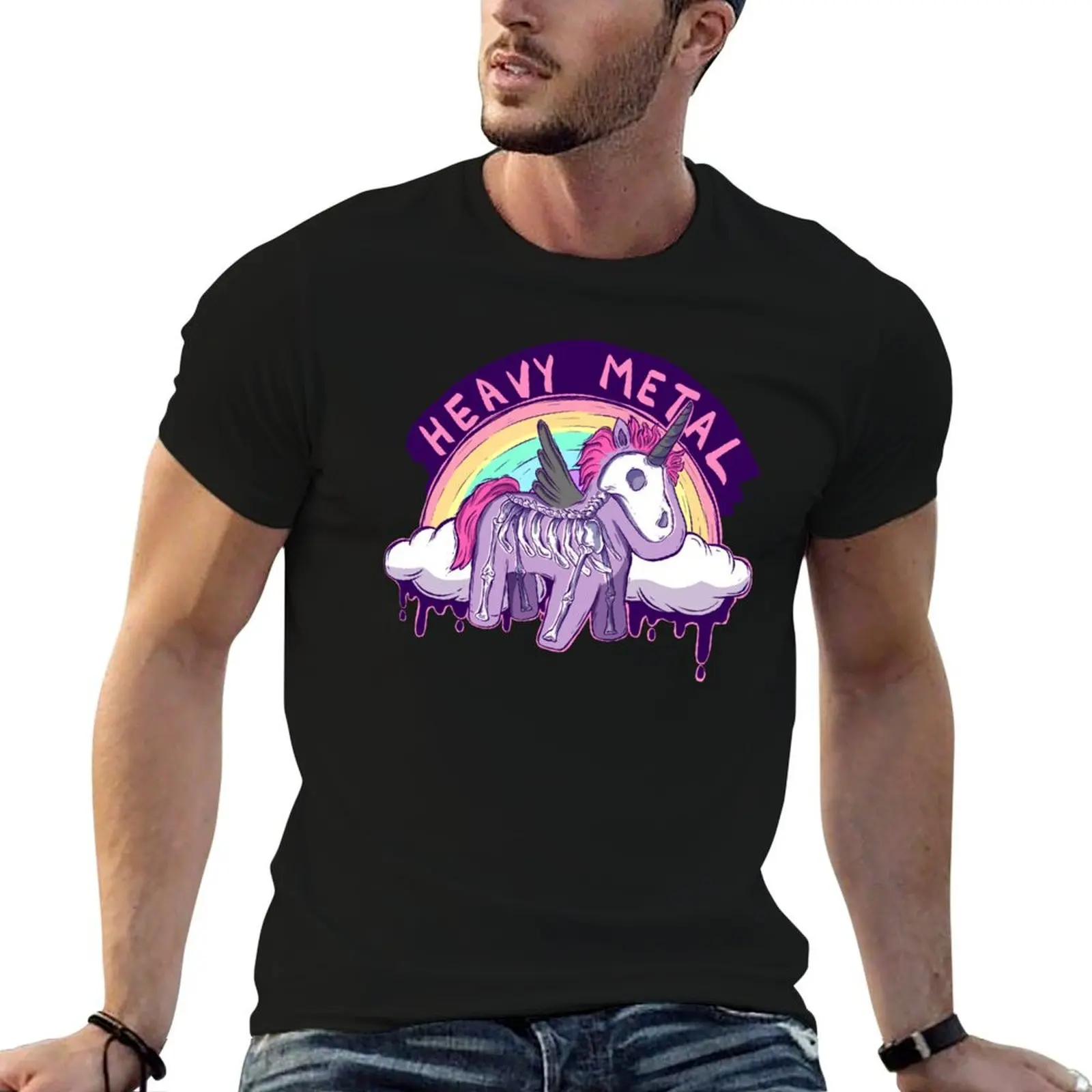 

Heavy Metal Unicorn Skeleton T-Shirt anime t shirts oversize man graphic t shirt t shirt man designer T-Shirt