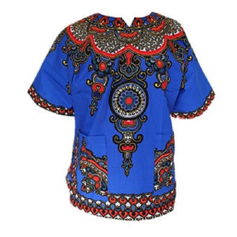 

NEW Womens MuuMuu MuMu MooMoo Dress - Fits Size Small Medium Unisex Dashiki Traditional Print 100% cotton Tops for Men and Women
