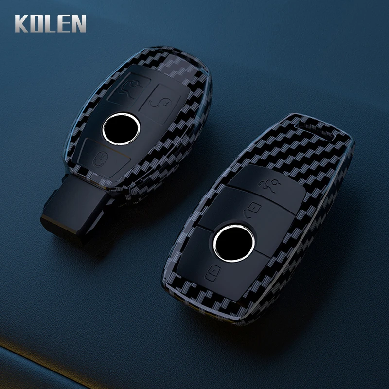 ABS Carbon Fiber Style Car Key Case Cover For Mercedes Benz A B C E S Class W204 W205 W212 W213 W176 GLC CLA AMG W177 X167 W463