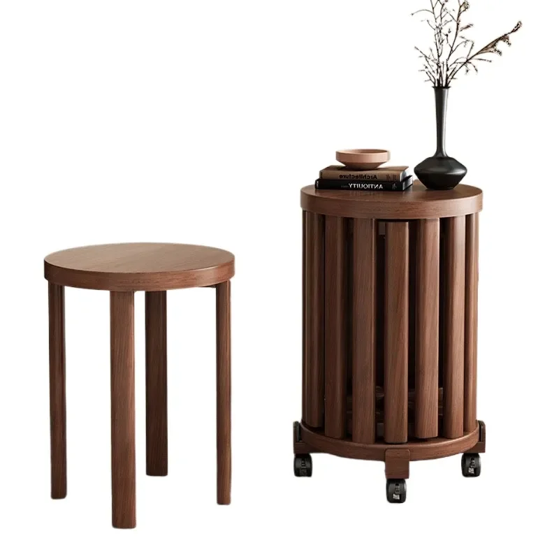 Solid Wood Round Stool Coffee Table Household Stackable Dining Chair Easy to Move Set New Chinese Style Music Stool for Home